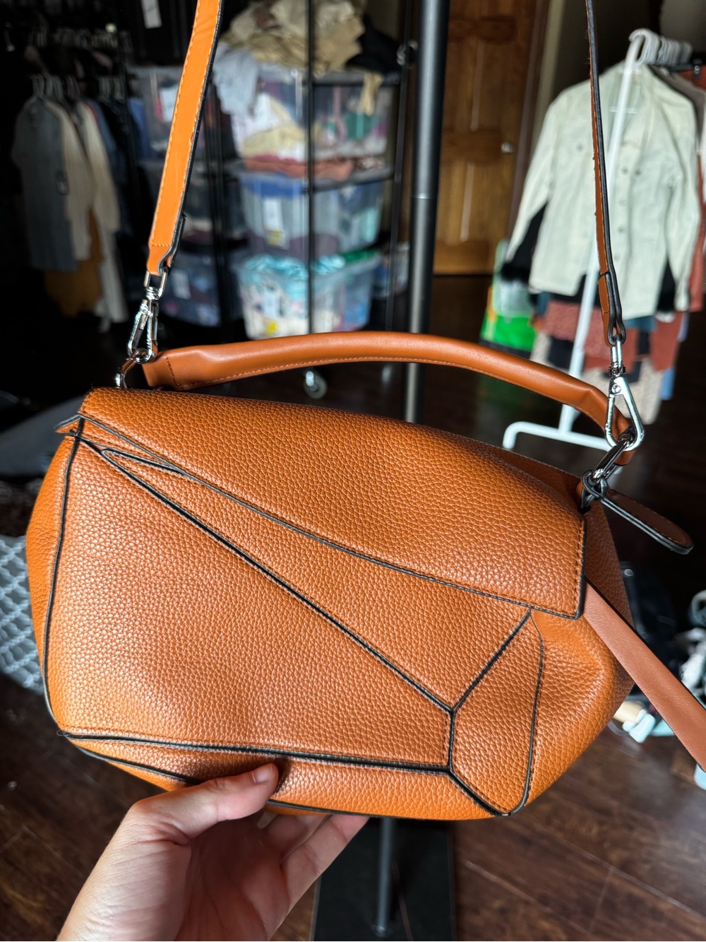 NWOT LSDJ Branded Leather Goods Puzzle Bag